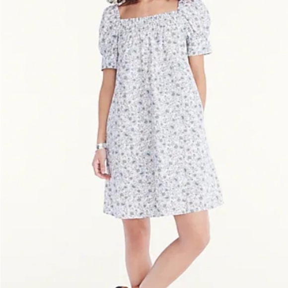 J Crew Vine Smocked Poplin Cotton Short Dress Size S Floral with Pockets Mini - Picture 1 of 12